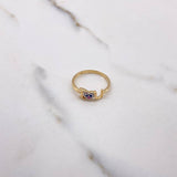 Ring I Love 1.75gr / Size 5 1/2 / Blue Fuchsia Zircons Two Yellow White Golds $