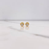 Stud Earrings Heart 0.75gr / White Zircon Yellow Gold $