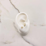 Stud Earrings Heart 0.75gr / White Zircon Yellow Gold $