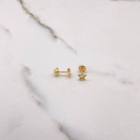 Topos Estrella 0.85gr / Circon Blanco Oro Amarillo $