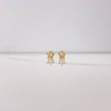 Topos Estrella 0.85gr / Circon Blanco Oro Amarillo &
