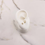 Stud Earrings Star 0.6gr / White Zircons Blue Yellow Gold $