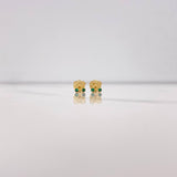 Stud Earrings Bow 0.65gr / Green Zircons Yellow Gold $