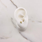 Stud Earrings Bow 0.65gr / Green Zircons Yellow Gold $