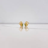 Stud Earrings Butterfly Silhouette 0.85gr / Green Zircons Yellow Gold $