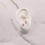 Stud Earrings Corona 0.8gr / Fuchsia Zircons Yellow Gold &