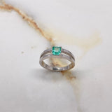 Solitaire Solitaire Double Line 3.56gr / Size 5 1/2 / Emerald 0.45 Qts White Gold (Jewelry Offer) &