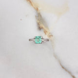 Ring Solitaire Double Line Square 2.69gr / T6 1/4 / Emerald 1.00 Qts White Gold (Jewelry Offer) &