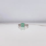 Ring Solitaire Double Line Square 2.69gr / T6 1/4 / Emerald 1.00 Qts White Gold (Jewelry Offer) &