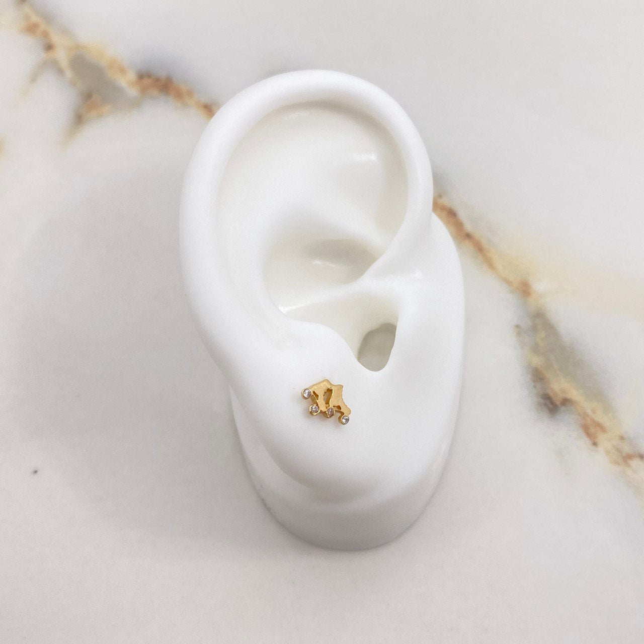 Stud Earrings Studs 0.85gr / White Zircons Yellow Gold $
