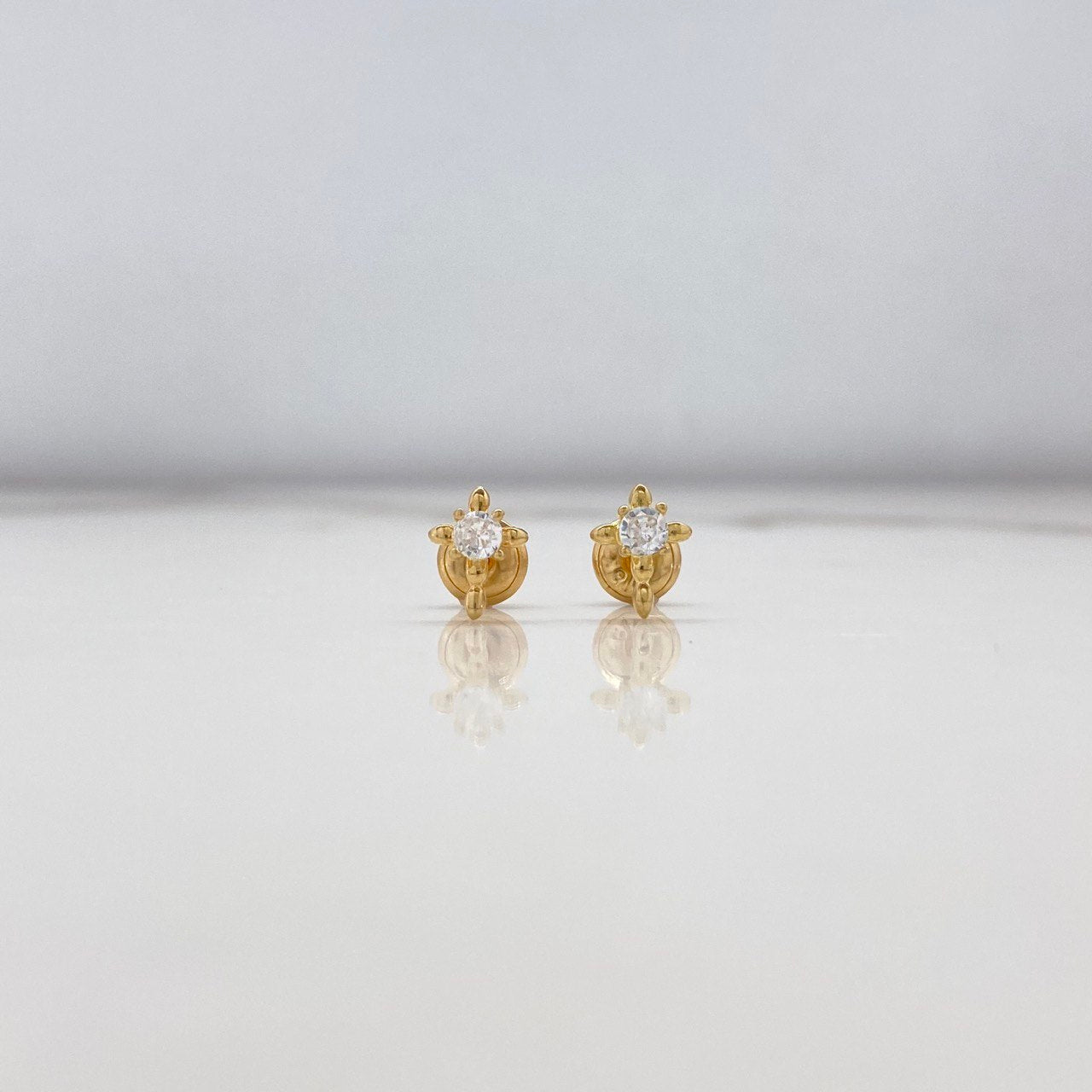Stud Earrings Cruz Beads 0.9gr / White Zircon Yellow Gold $