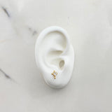 Stud Earrings Cruz Beads 0.9gr / White Zircon Yellow Gold $
