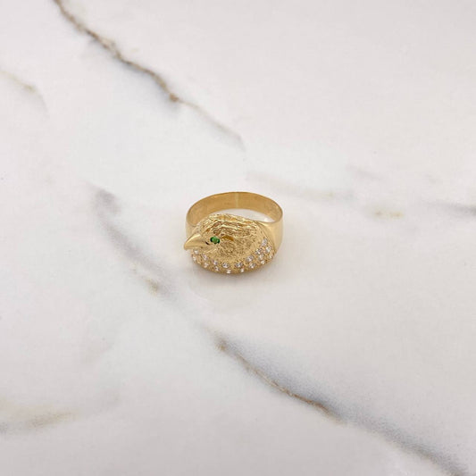 Eagle Ring 6.3gr / T11 / White Zircons Yellow Green Gold $