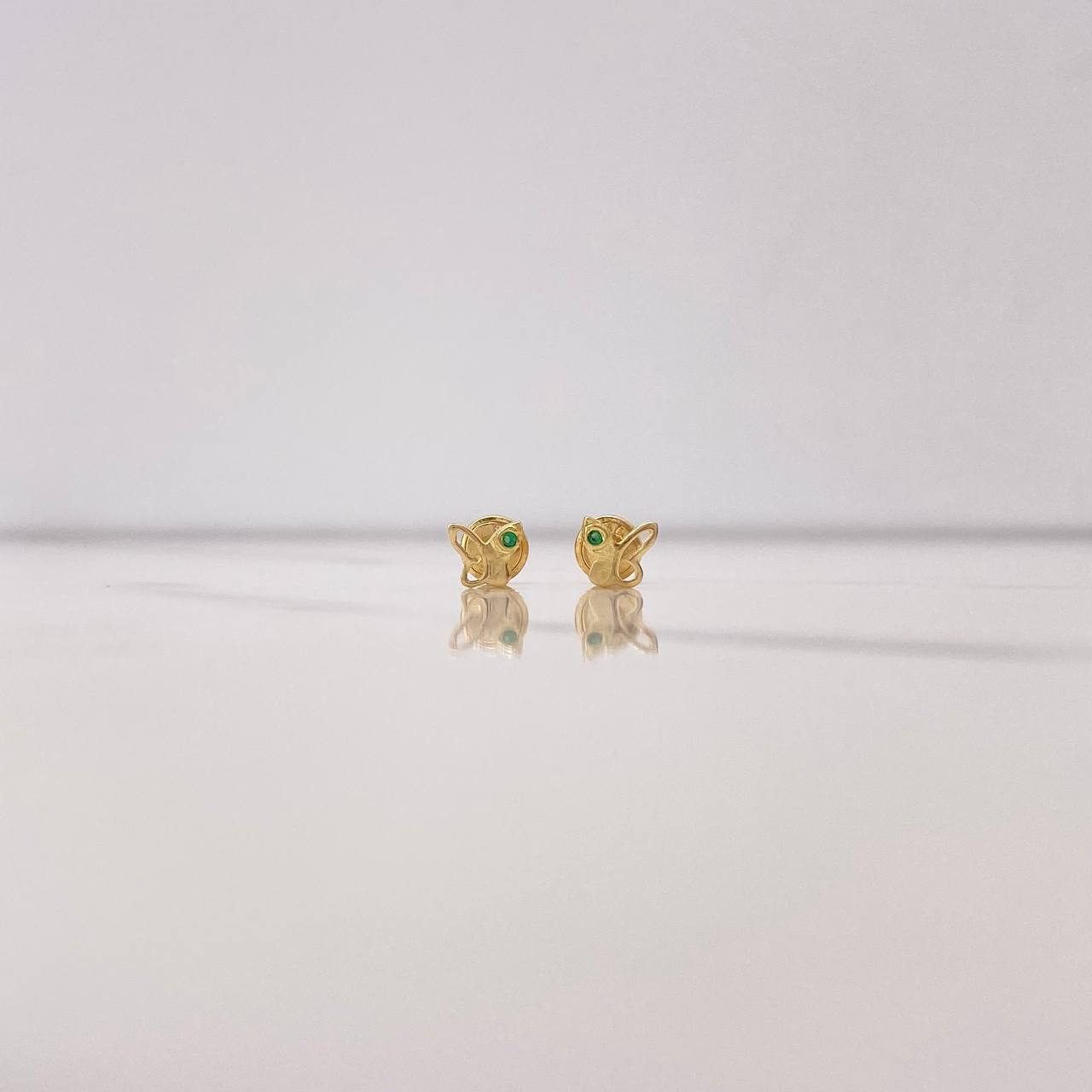 Stud Earrings Mariposa 0.65gr / Green Zircon Yellow Gold $
