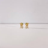 Stud Earrings Mariposa 0.65gr / Green Zircon Yellow Gold $