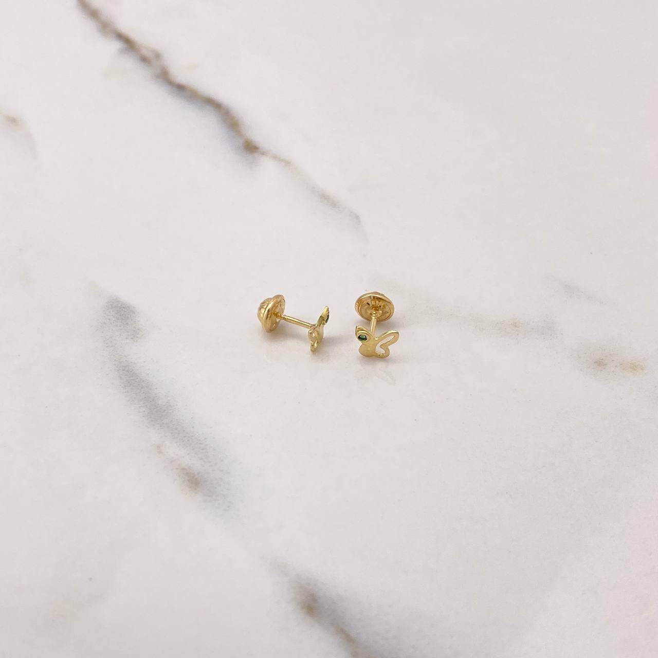 Stud Earrings Mariposa 0.65gr / Green Zircon Yellow Gold $