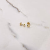 Stud Earrings Mariposa 0.65gr / Green Zircon Yellow Gold $