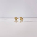 Stud Earrings Planet 1.1gr / White Zircons Yellow Gold &