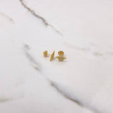 Stud Earrings Planet 1.1gr / White Zircons Yellow Gold &