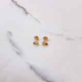 Stud Earrings Corona RX 0.8gr / Fuchsia Zircons Yellow Gold $