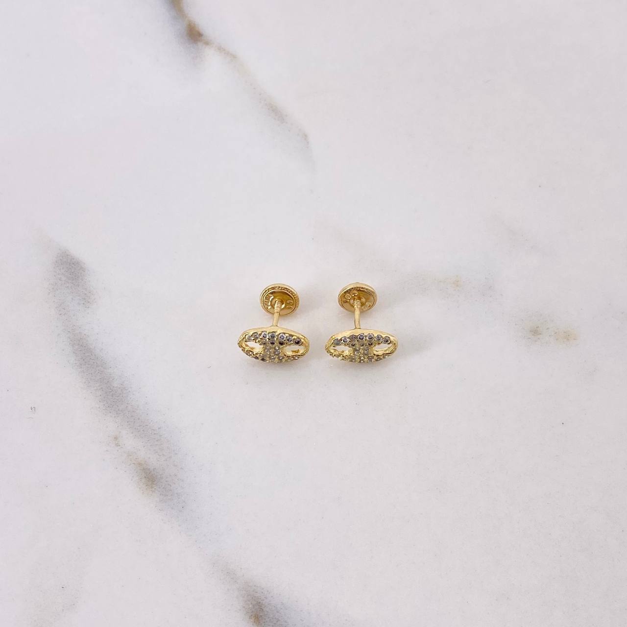 Stud Earrings GC 1.4gr / White Zircons Yellow Gold &