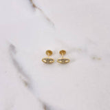 Stud Earrings GC 1.4gr / White Zircons Yellow Gold &