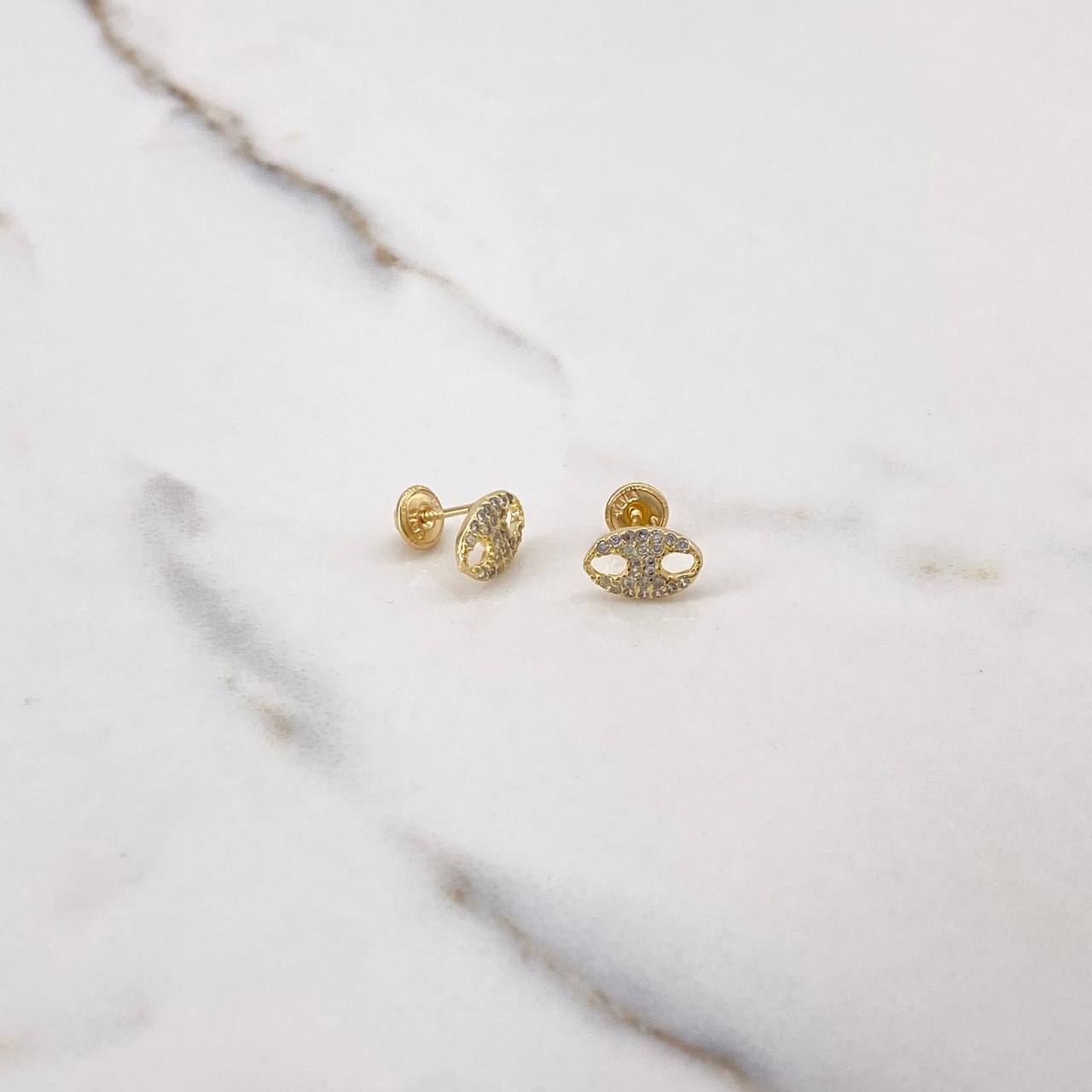 Stud Earrings GC 1.4gr / White Zircons Yellow Gold &
