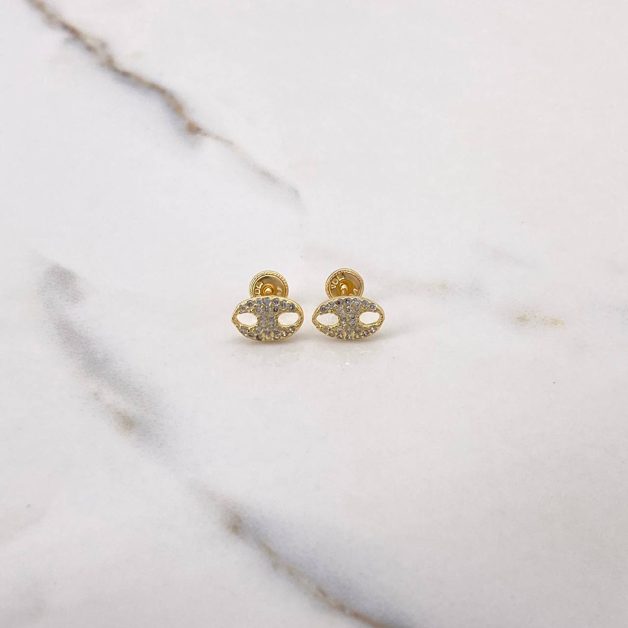 Stud Earrings GC 1.4gr / White Zircons Yellow Gold &