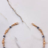 Rustic Spiral Anklet 16.3gr / 25cm / 5mm Black Rubber Two White and Pink Golds &