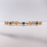 Rustic Spiral Anklet 16.3gr / 25cm / 5mm Black Rubber Two White and Pink Golds &