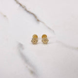 Stud Earrings Flor Carita 0.85gr / White Zircons Yellow Gold $
