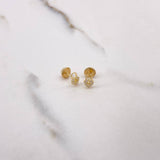 Stud Earrings Heart Lock 0.65gr / White Zircons Yellow Gold $