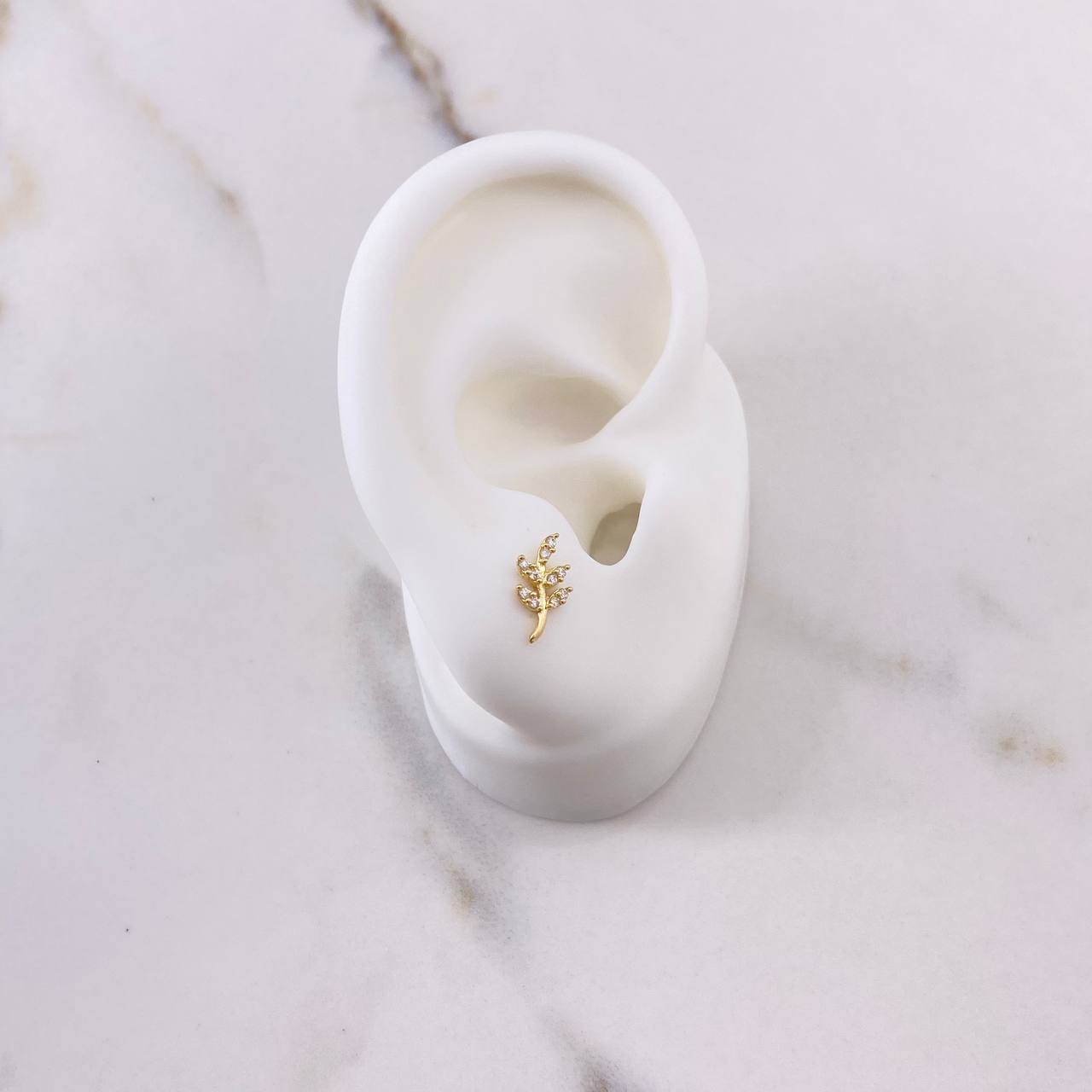 Stud Earrings Frame 0.75gr / White Zircons Yellow Gold $