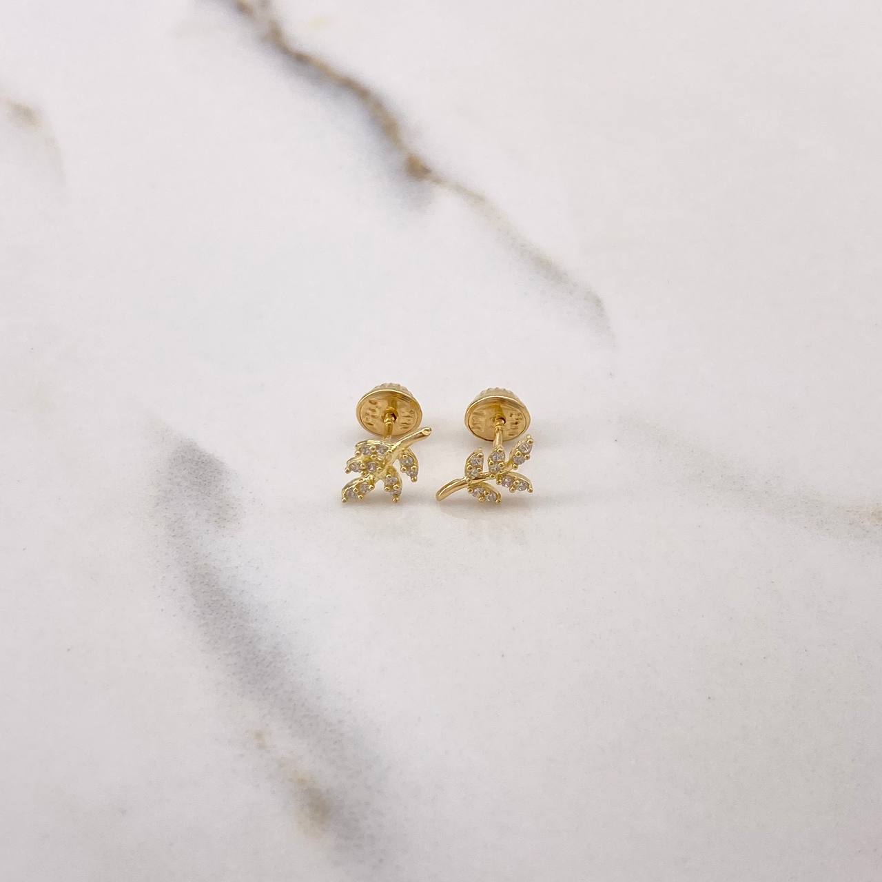 Stud Earrings Frame 0.75gr / White Zircons Yellow Gold $