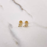 Stud Earrings Frame 0.75gr / White Zircons Yellow Gold $