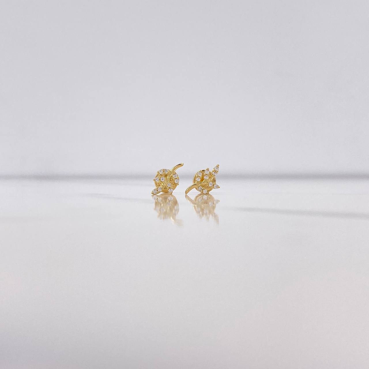 Stud Earrings Frame 0.75gr / White Zircons Yellow Gold $