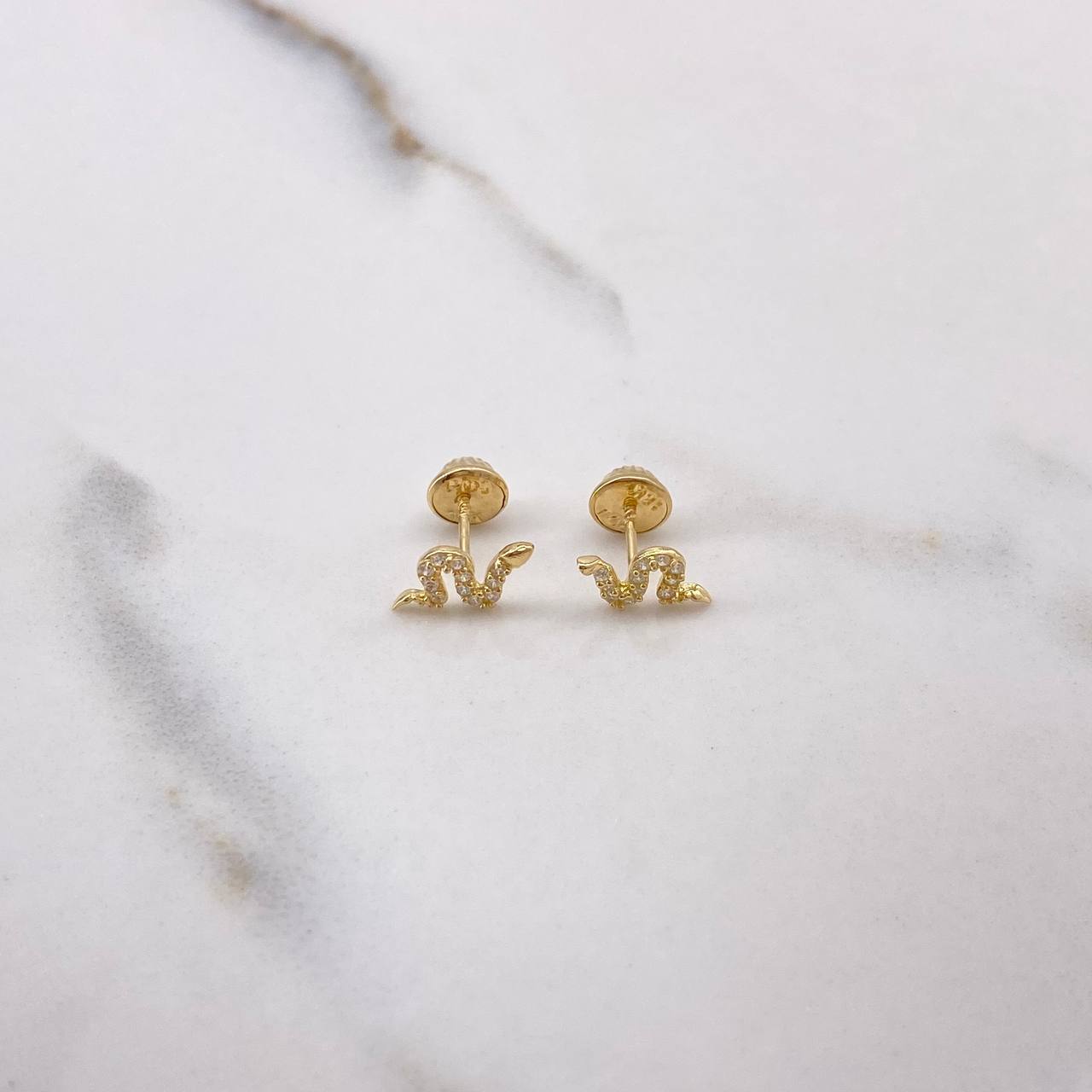 Topos Serpiente 0.85gr / Circones Blancos Oro Amarillo 18K &