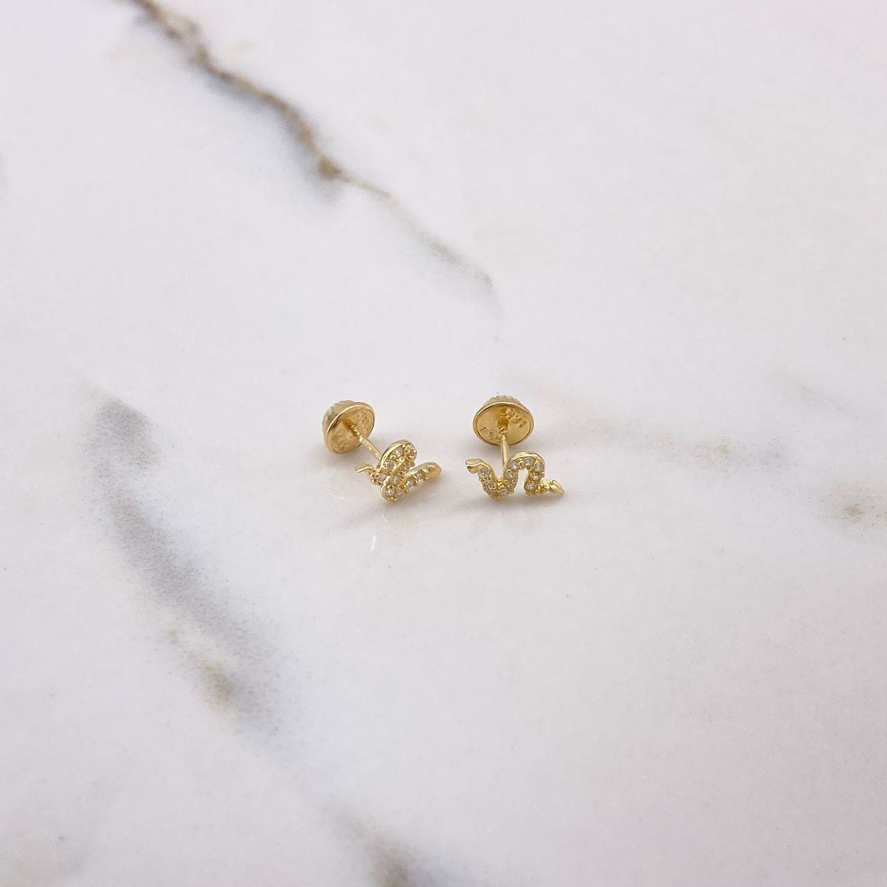 Topos Serpiente 0.85gr / Circones Blancos Oro Amarillo 18K &