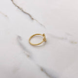 Open Heart Ring 2.05gr / Size 6 1/2 / White Zircons Yellow Gold &