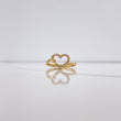 Open Heart Ring 2.05gr / Size 6 1/2 / White Zircons Yellow Gold &