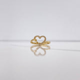 Open Heart Ring 2.05gr / Size 6 1/2 / White Zircons Yellow Gold &