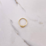 Open Heart Ring 2.05gr / Size 6 1/2 / White Zircons Yellow Gold &