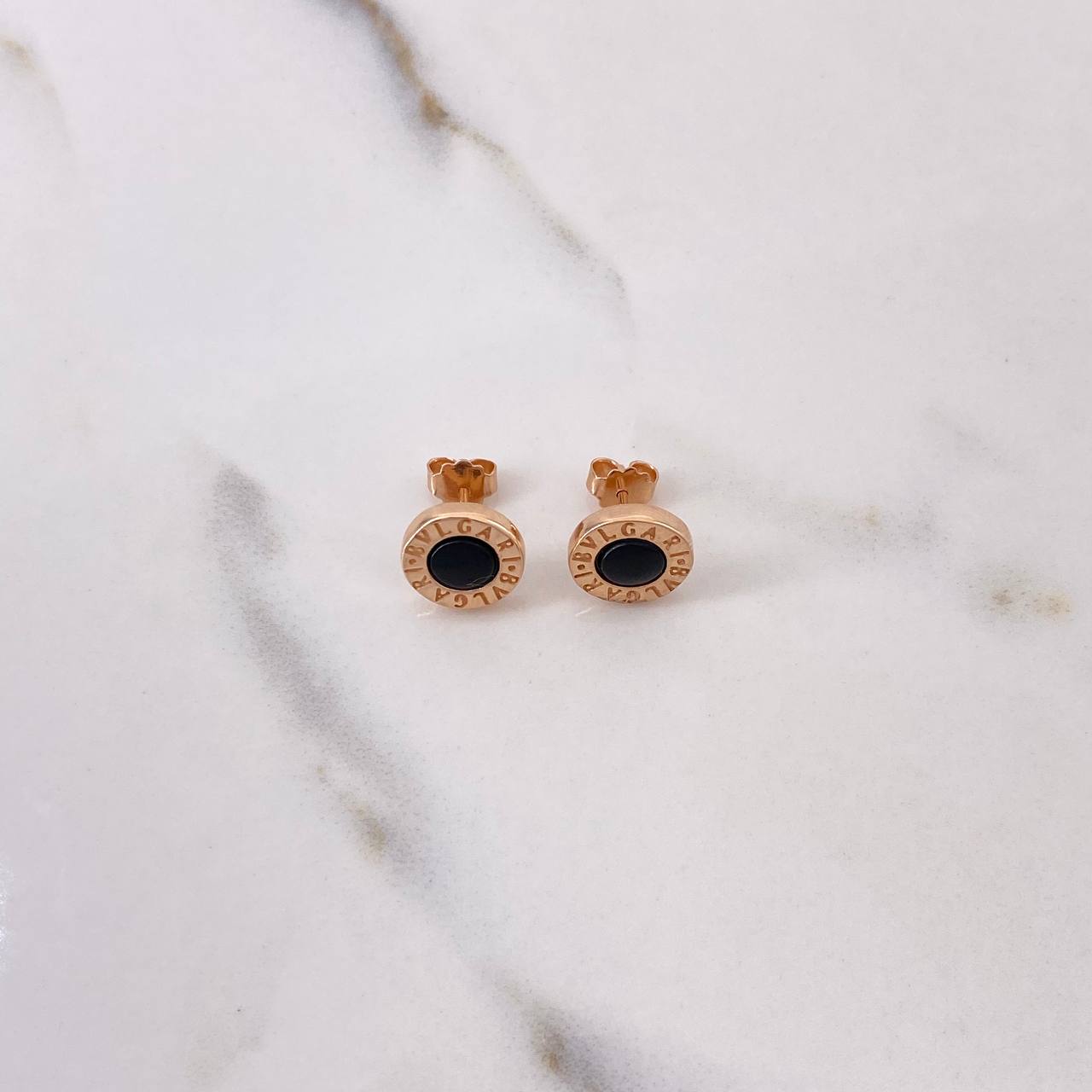 Stud Earrings BV 3.05gr / Black Ceramic Rose Gold &