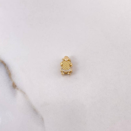 Charm Girl 1.9gr / 1.1cm / White Zircons Yellow Gold $