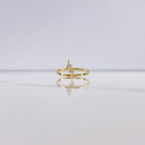 Ray Ring 1.45gr / Size 7 1/4 / White Zircons Yellow Gold &