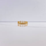 Crown Ring 2.7gr / T5 3/4 / White Zircons Yellow Gold &