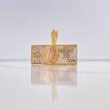 Pendant 100 Dollars 10gr / 4cm / White Zircons Three Golds &