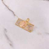 Pendant 100 Dollars 10gr / 4cm / White Zircons Three Golds &