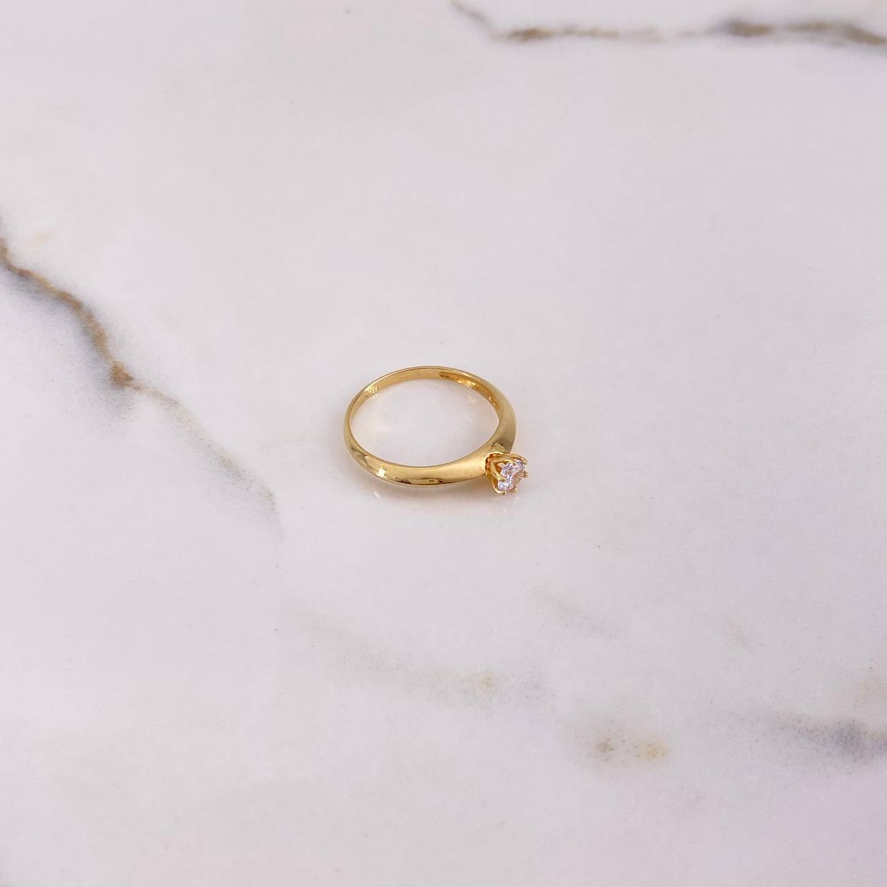 Solitaire Ring 1.95gr / Size 6 1/4 / White Zircon Yellow Gold &