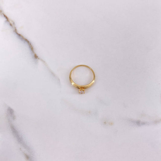 Solitaire Ring 1.95gr / Size 6 1/4 / White Zircon Yellow Gold &